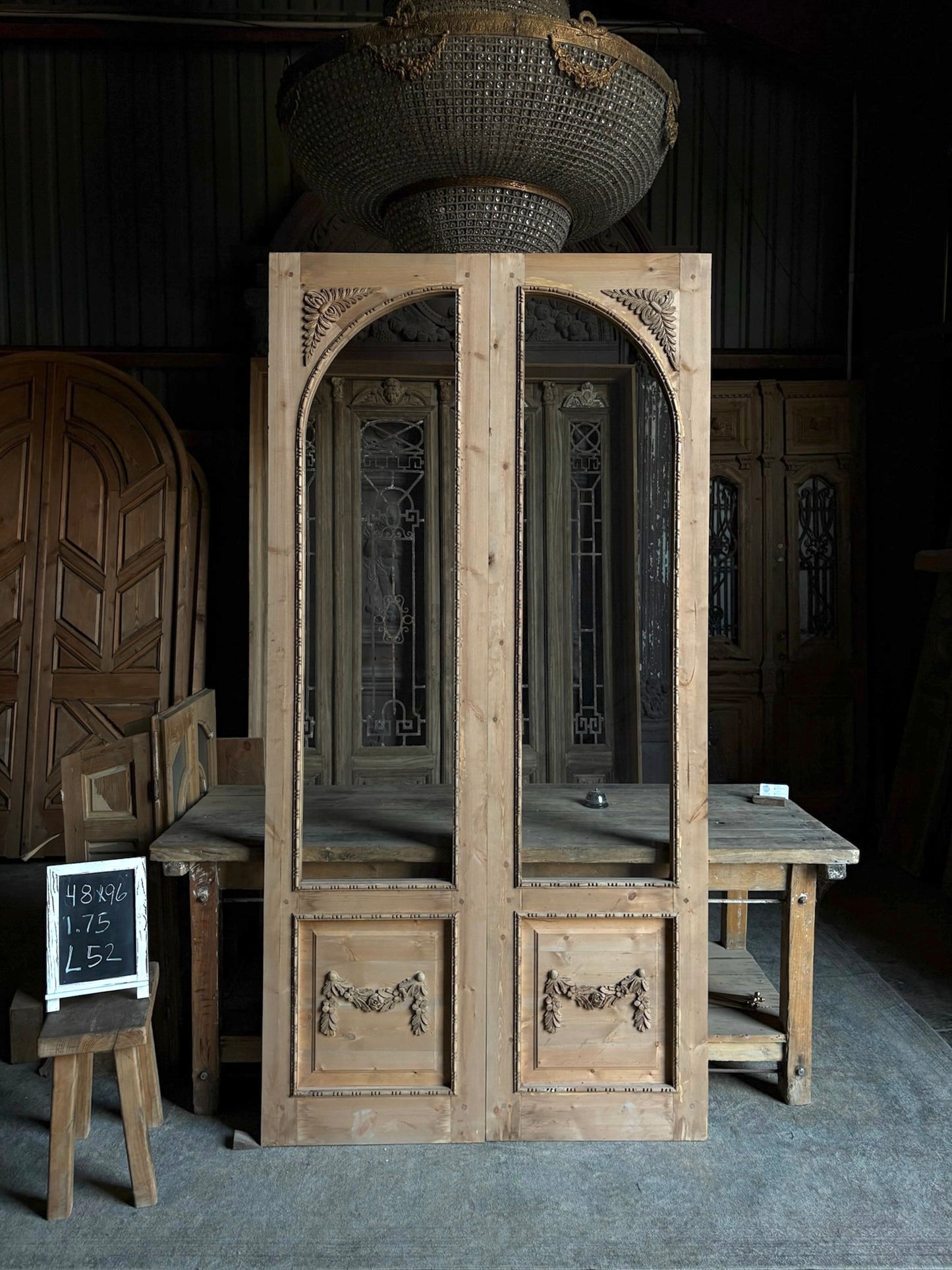 (Valencia) Handcrafted Arched Open Glass French Doors - 48x96 L52