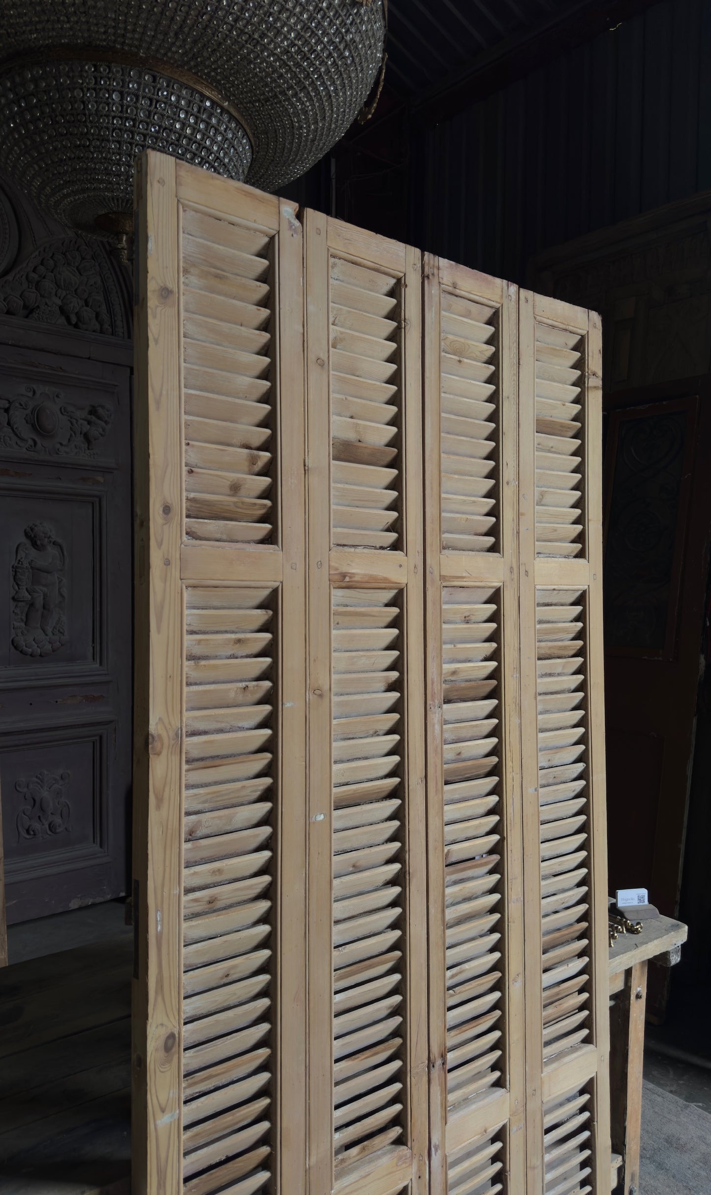 European French Antique Louvered Shutters - 43x89.5 - L406