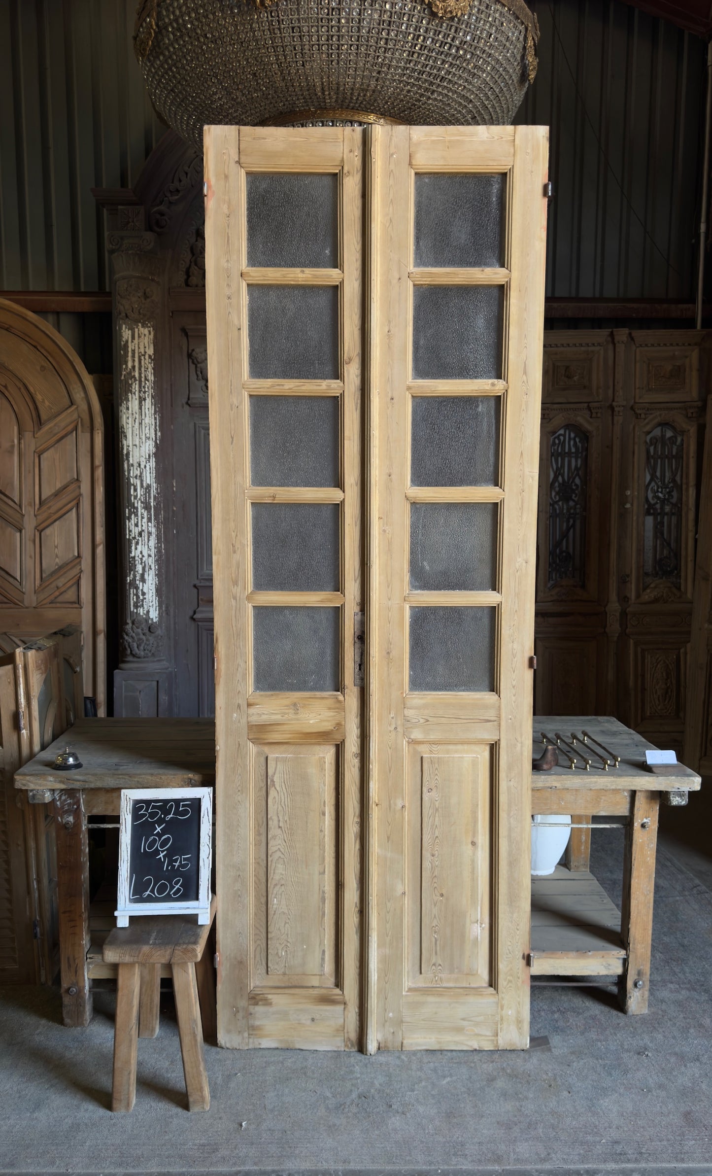 10 Lite European Antique Glass French Doors - 35.25x100 - L208