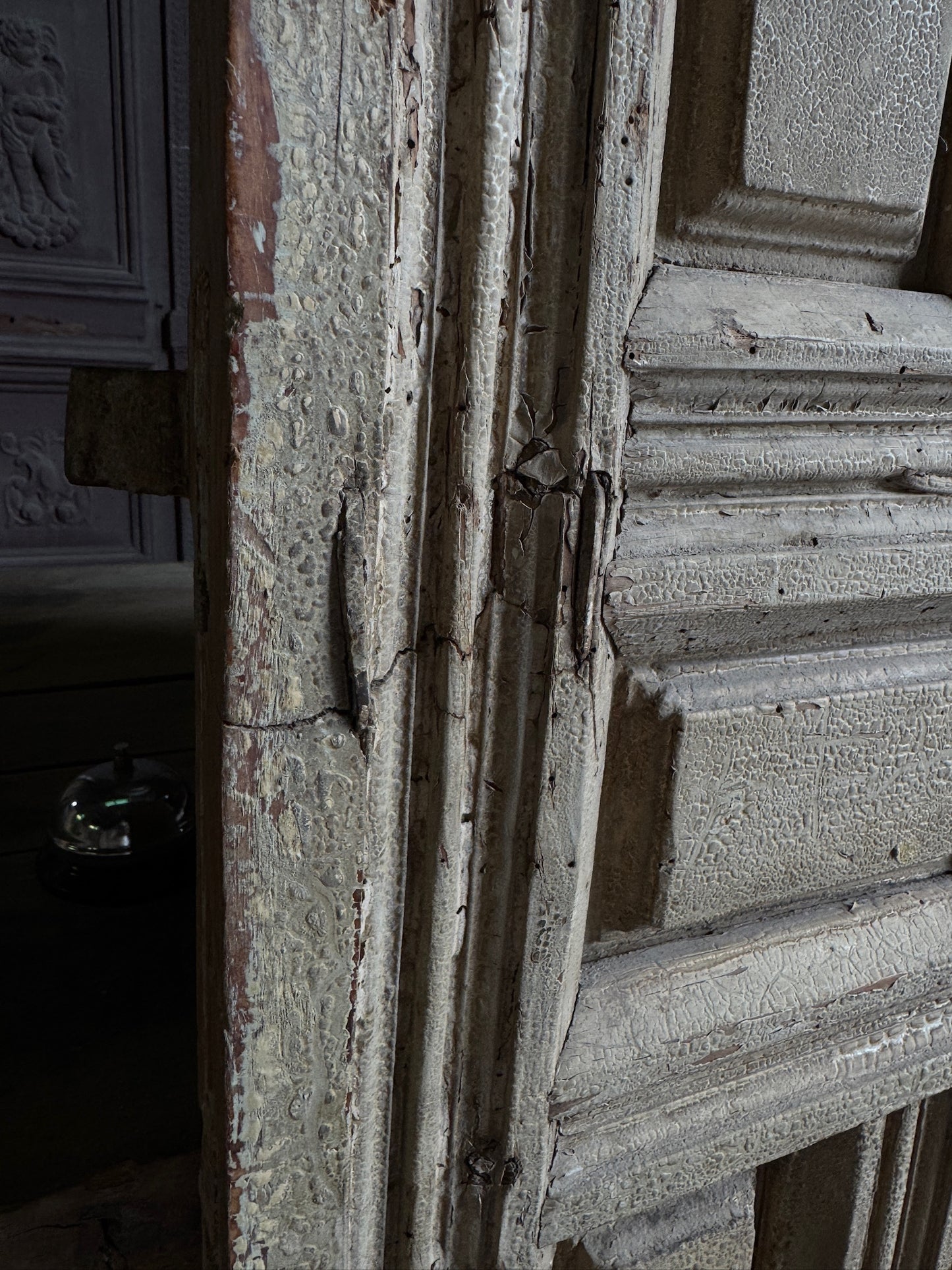 Spanish Coffered Panel Antique Single Door - 35.25x68.25 - L245