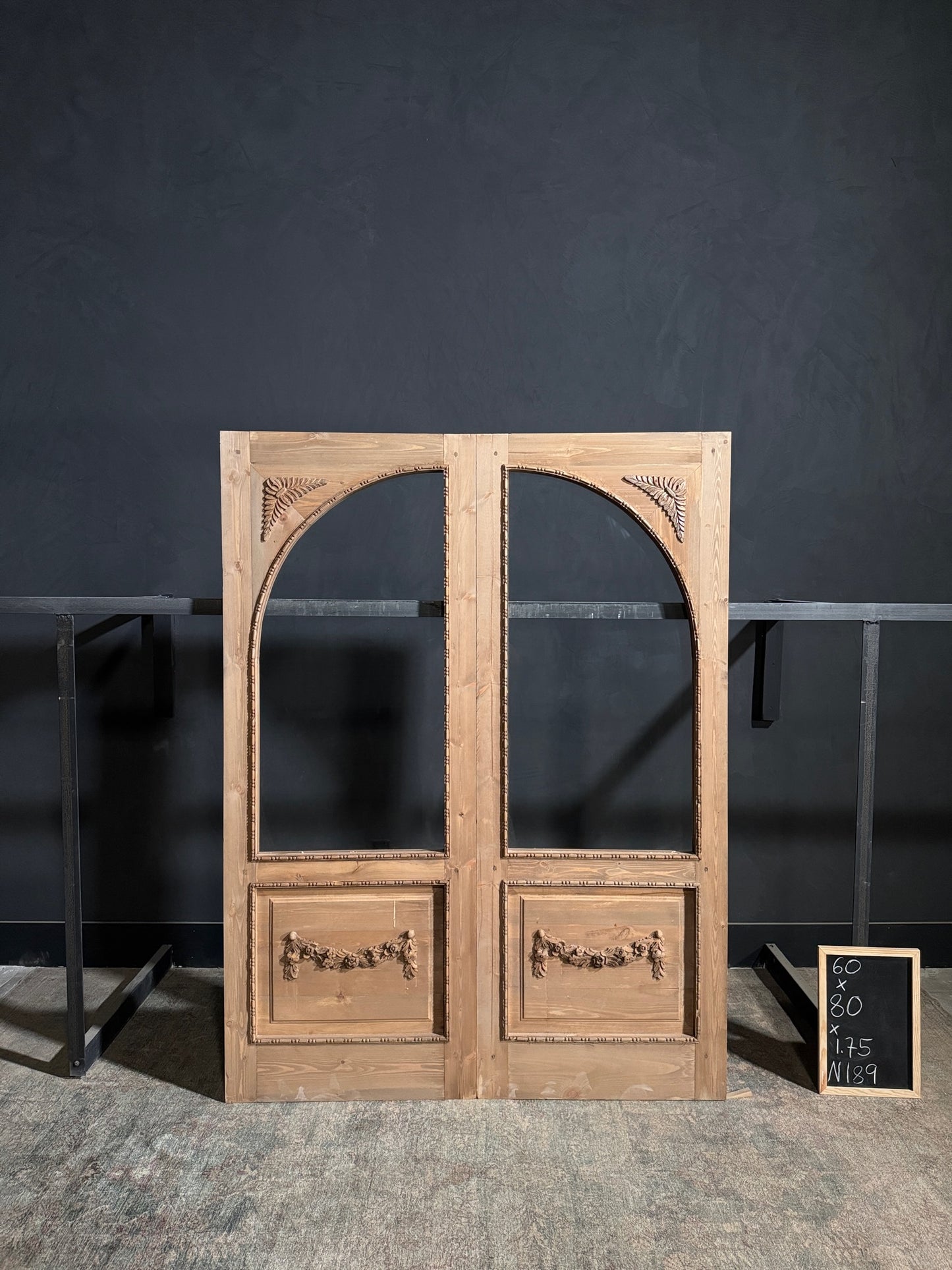 (Valencia) Handcrafted Arched Open Glass French Doors - 60x80 - N189