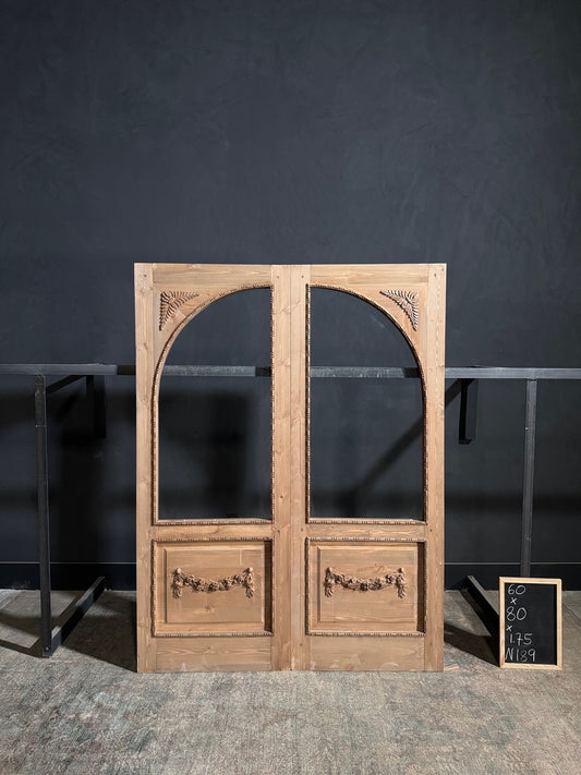 (Valencia) Handcrafted Arched Open Glass French Doors - 60x80 - N189