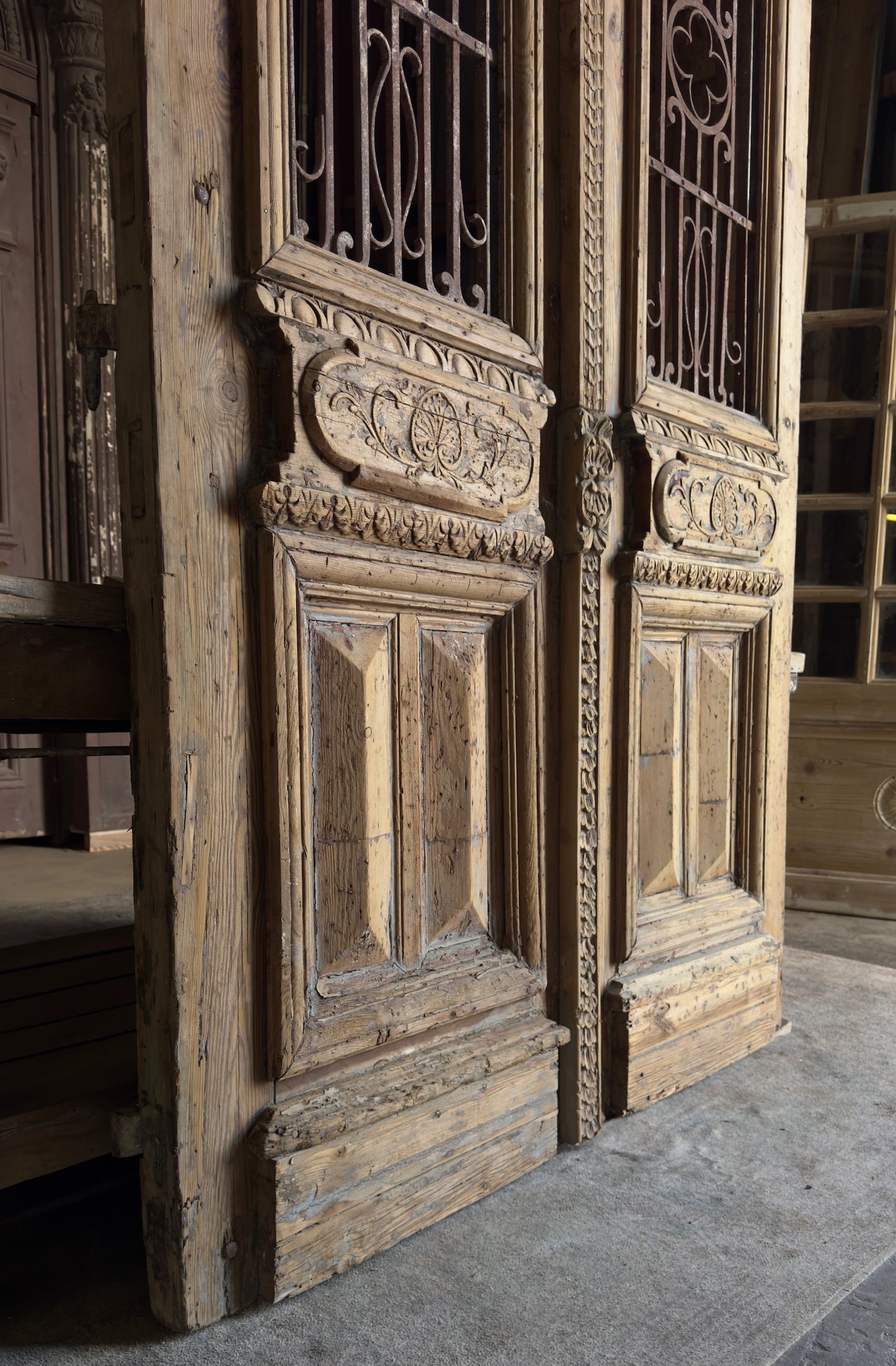 Grand Antique Iron French Doors - 57.5x110 - L205