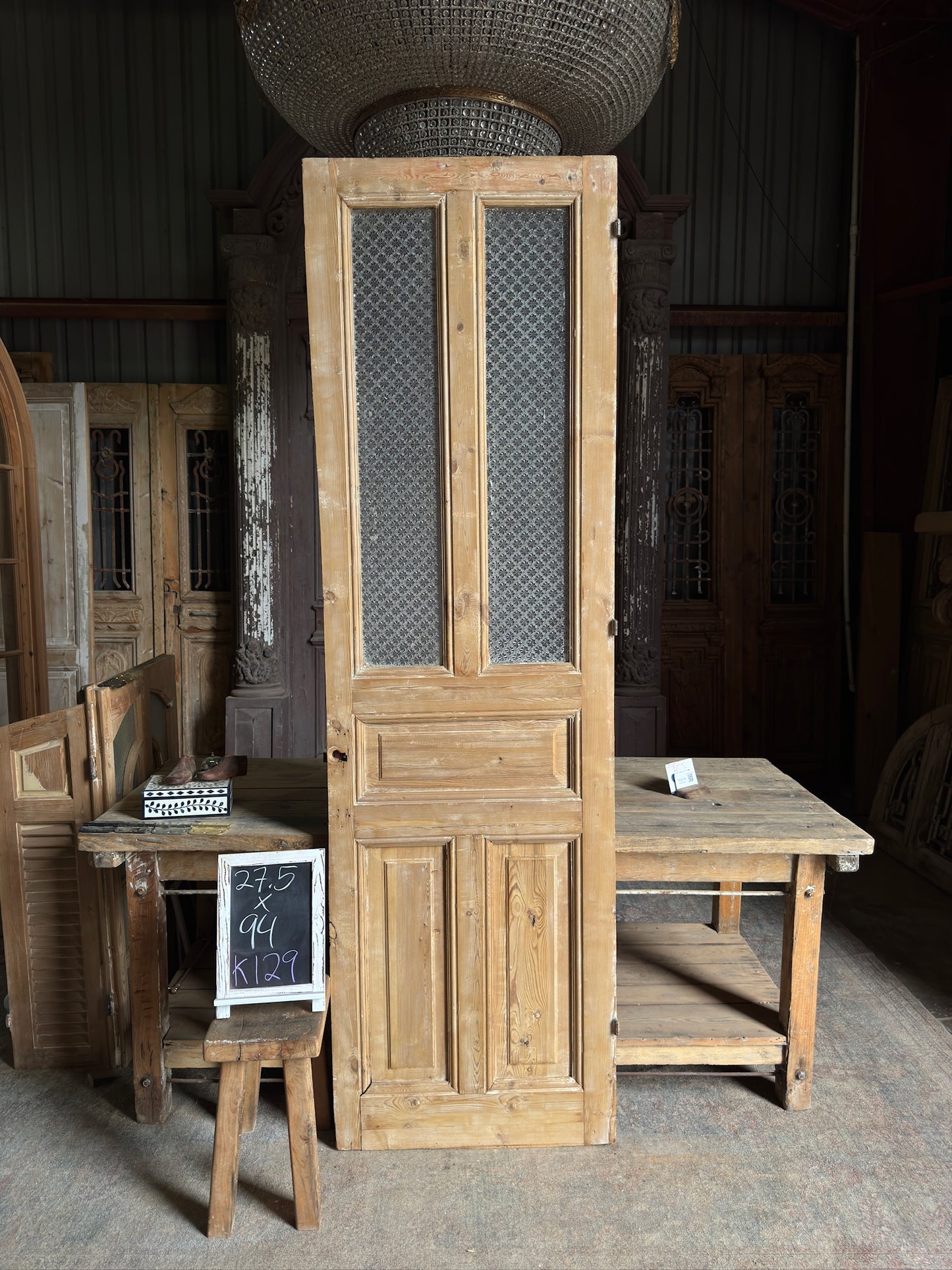 5 Panel Antique Glass Single Door - 27.5x94 K129