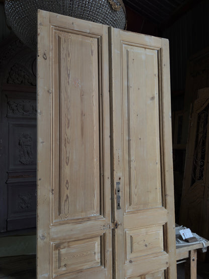 3 Panel Antique Solid French Doors - 41.75x100.25 J386