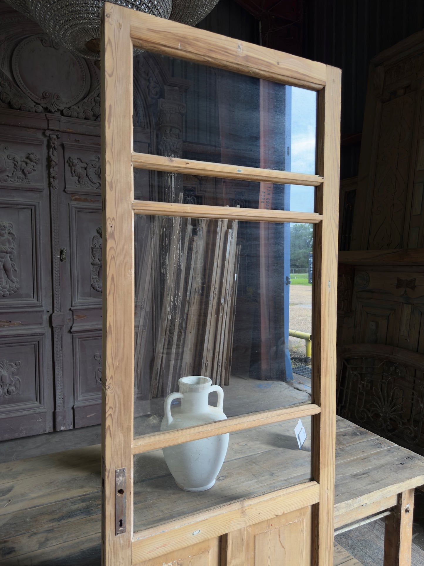 19th Century Antique Glass Door - 28x84.5 K113