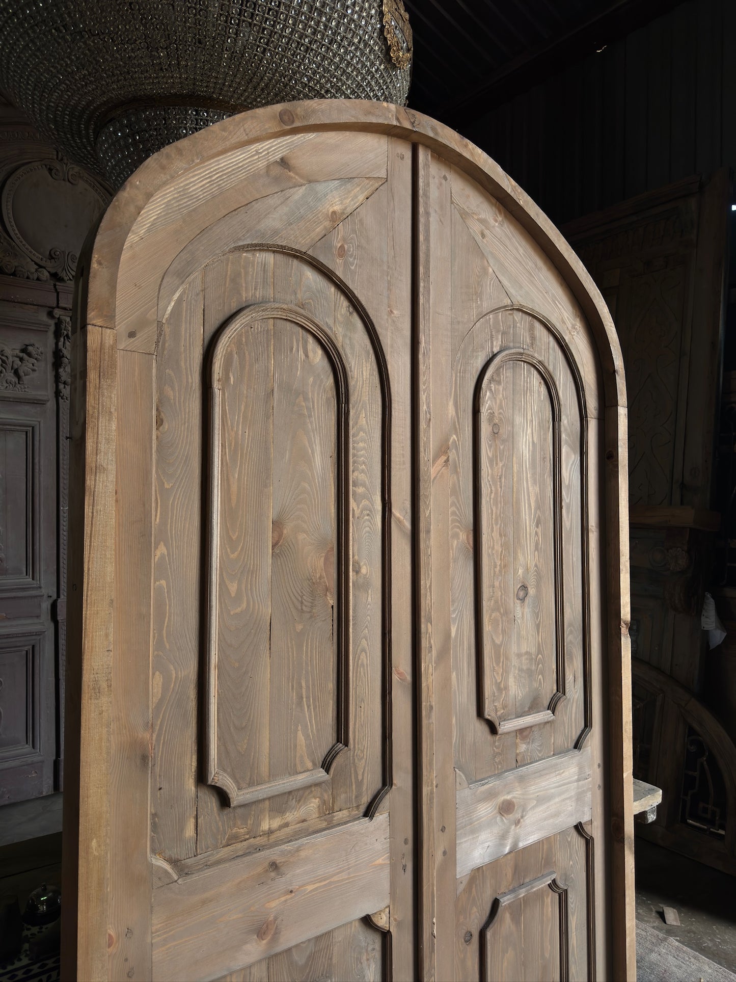 Handcrafted 2 Panel Arched French Door Unit - 56x96 K31