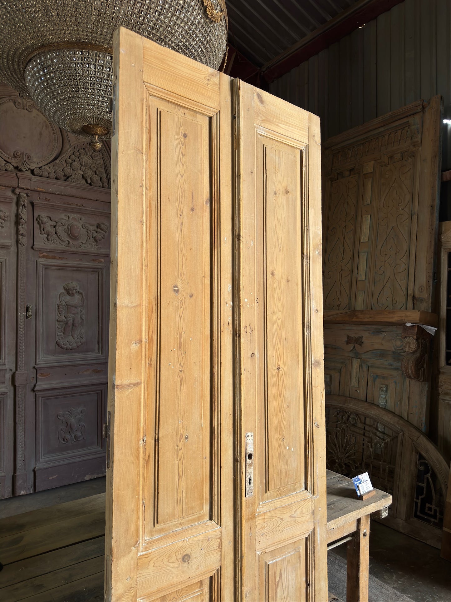 2 Panel Antique Solid French Doors - 35x97.5 K318