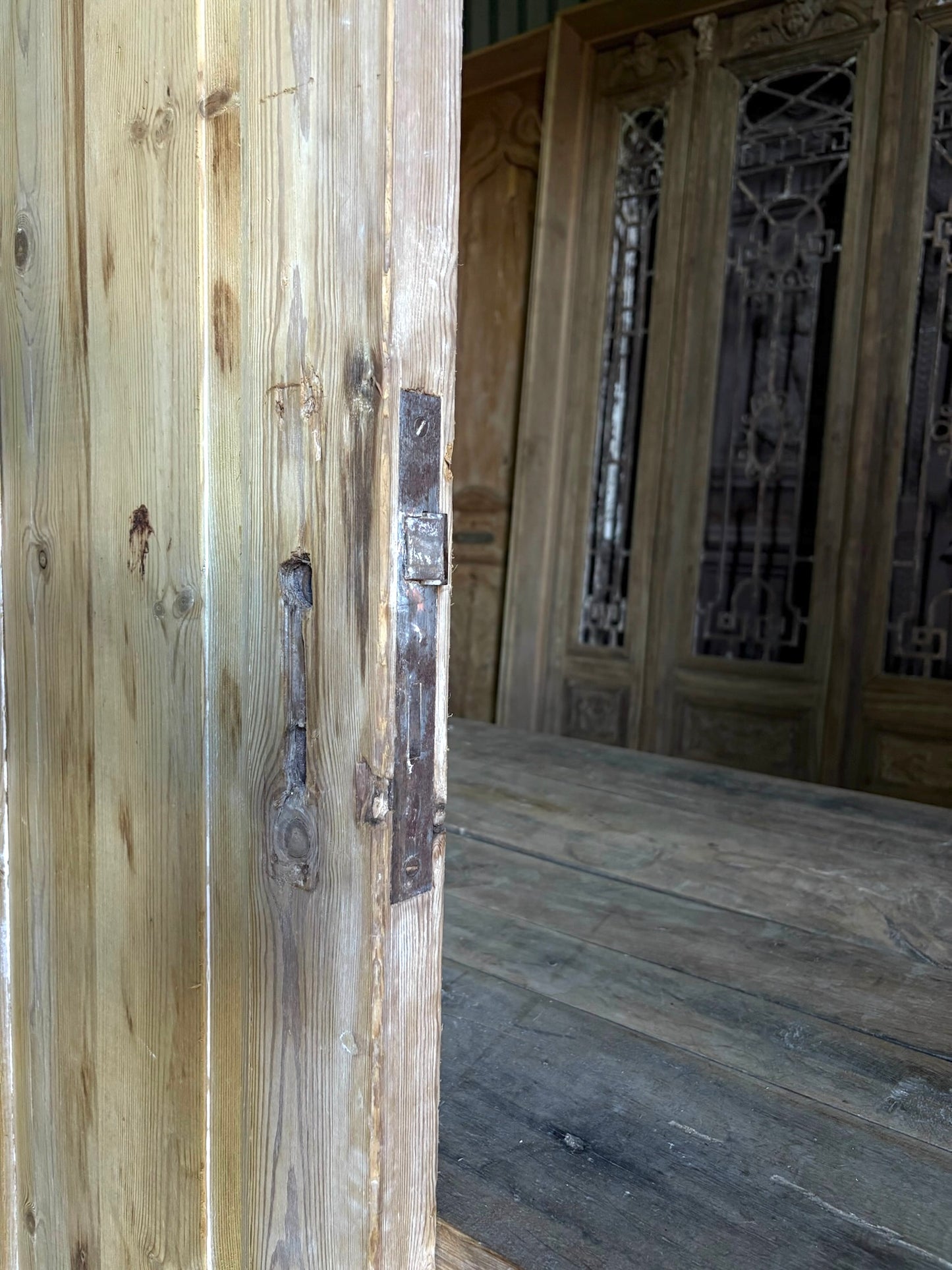 19th Century European Antique Glass Single Door - 31x84 - L55