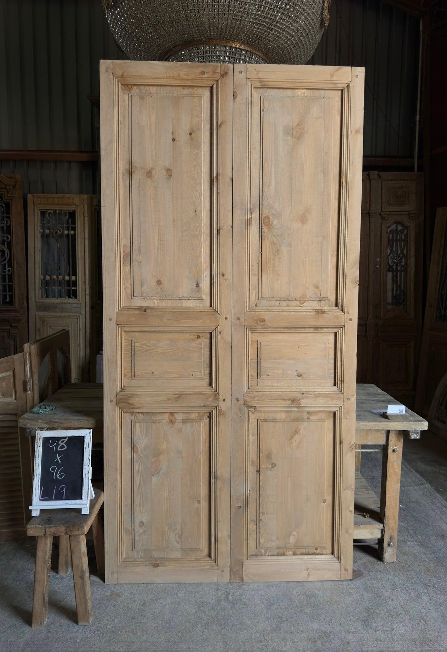 Handcrafted 3 Panel Solid French Doors - 48x96 L19