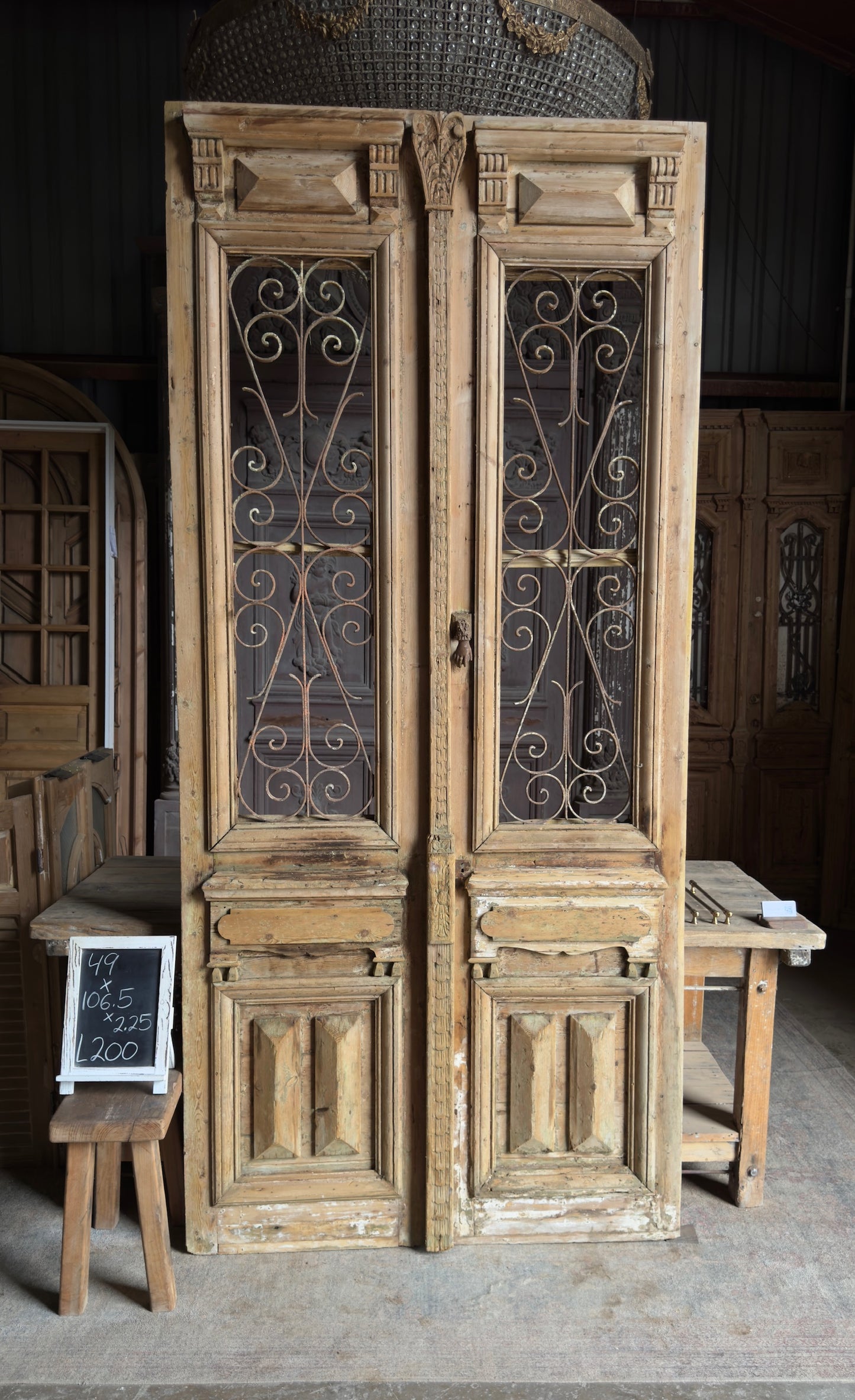 Grand Antique Iron French Doors - 49x106.5 - L200