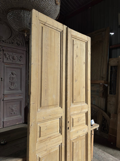 3 Panel Antique Solid French Doors - 43.75x94 K324