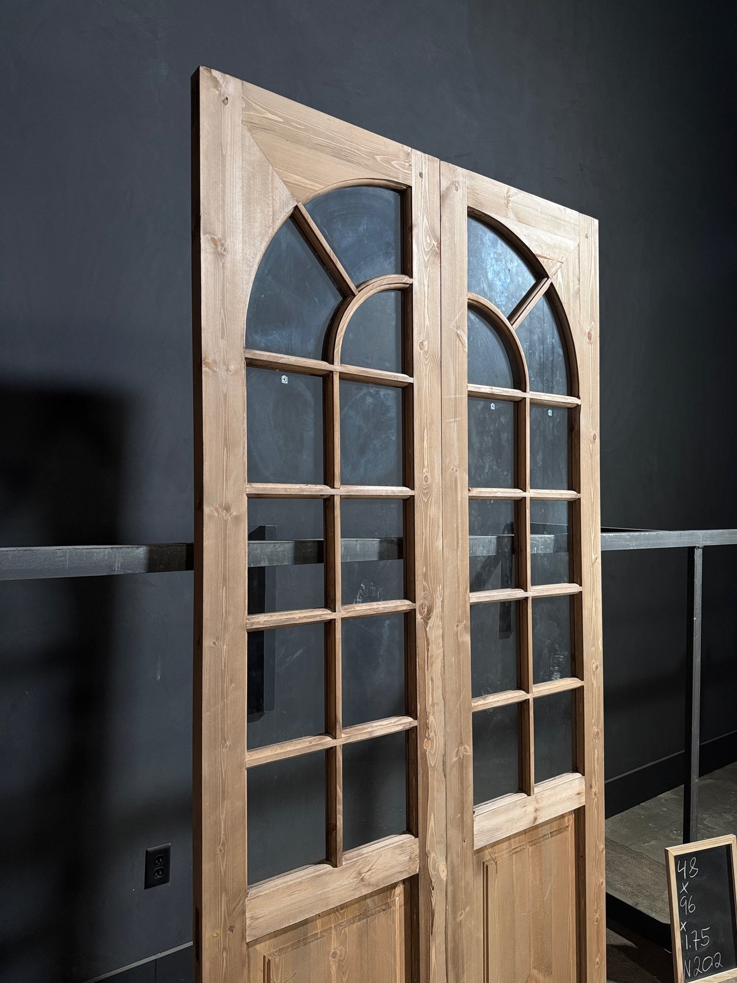 (Elise) Handcrafted Arched Glass French Doors - 48x96 - N202