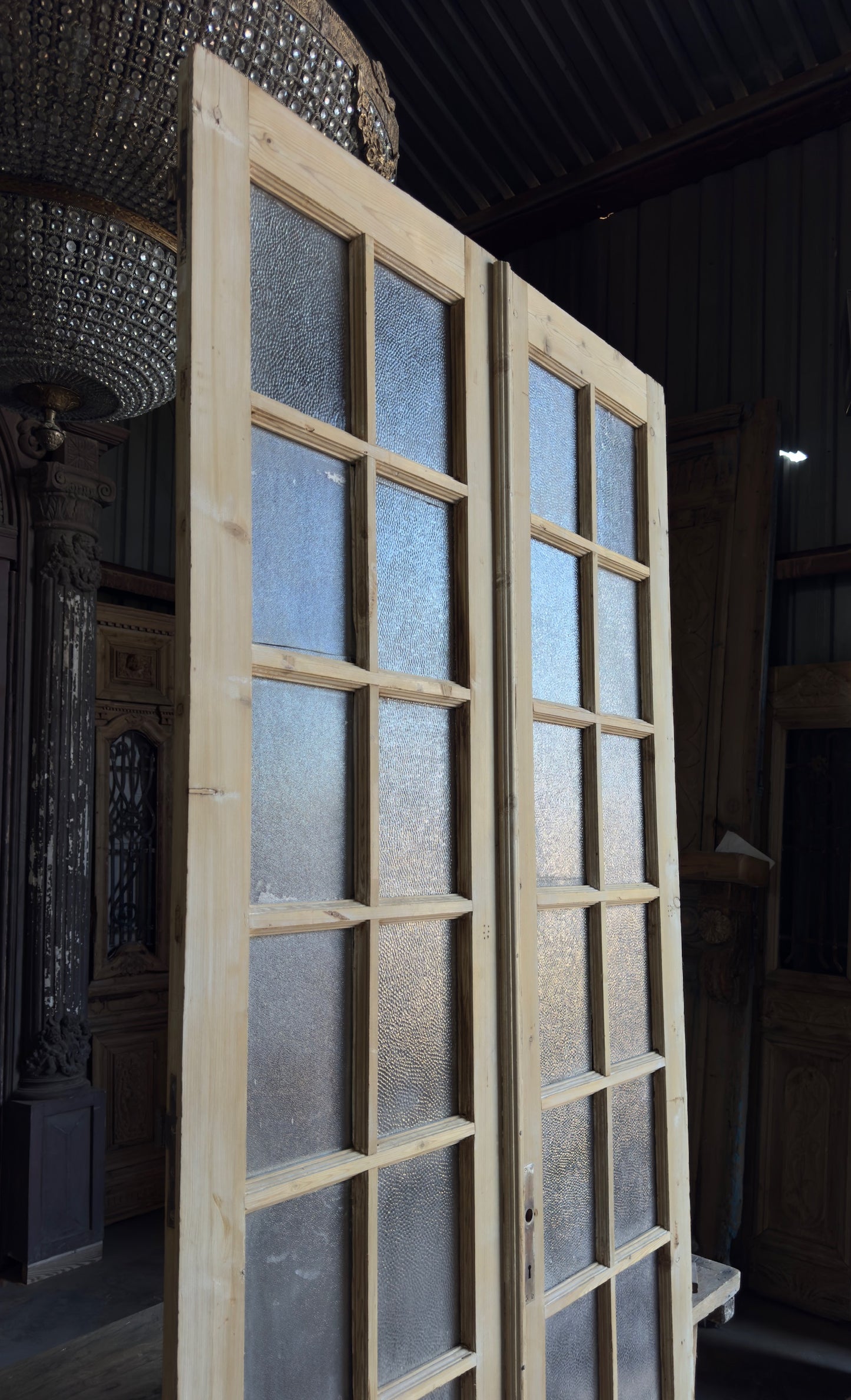 12 Lite Glass Antique French Doors - 45x104 - L117