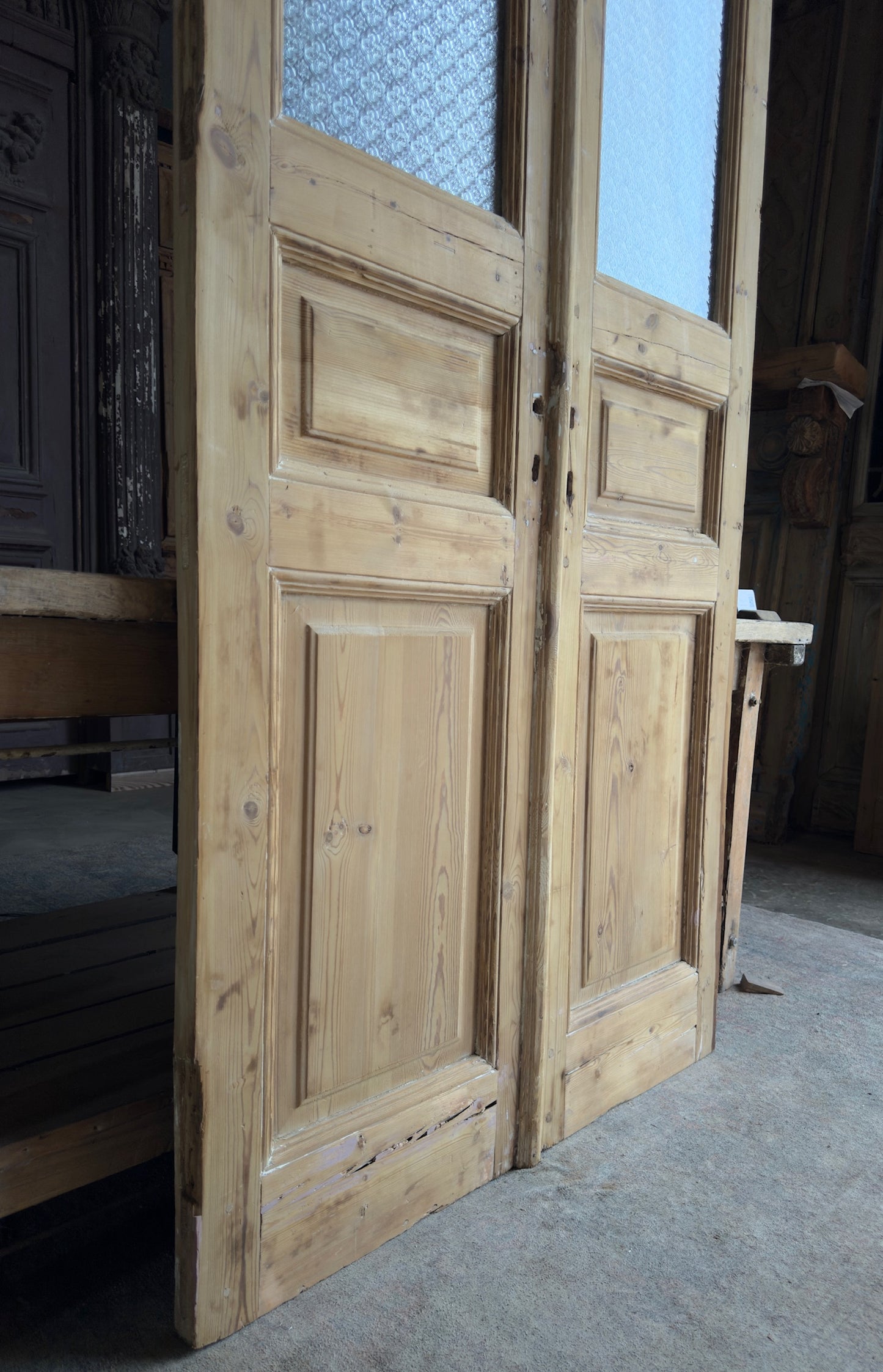 3 Panel Antique Glass French Doors - 39x93 K475