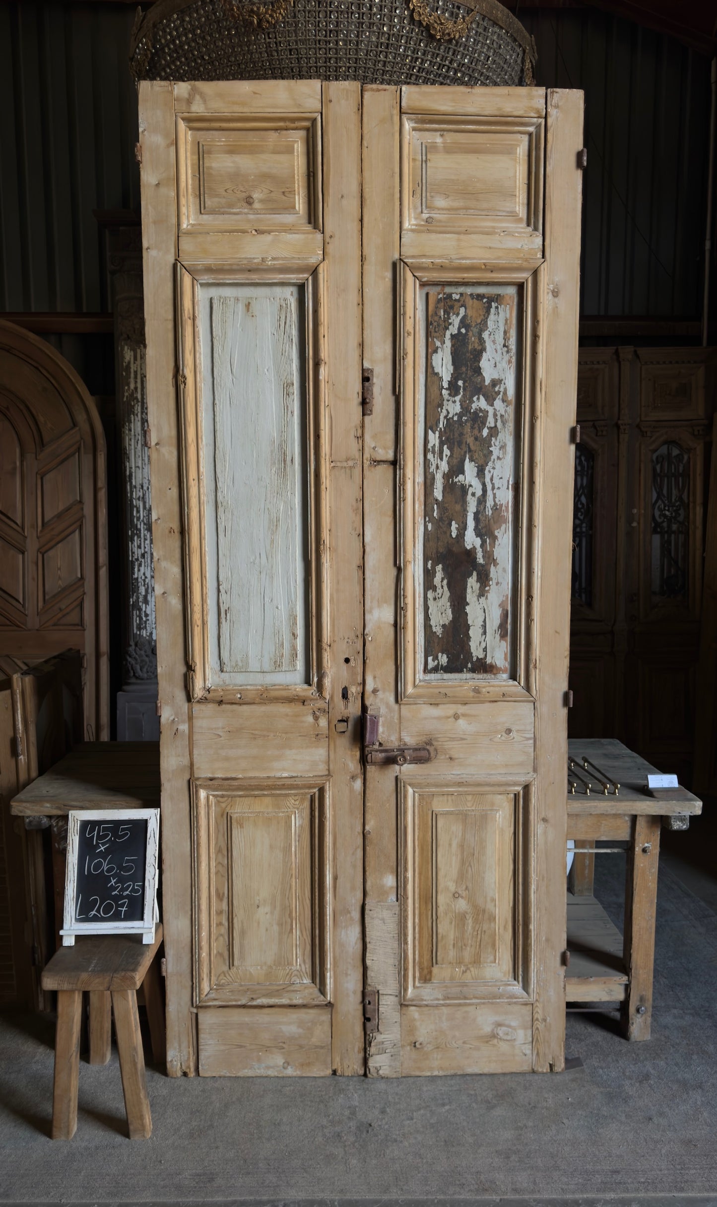 Hand Carved Solid French Doors - 45.5x106.5 - L207