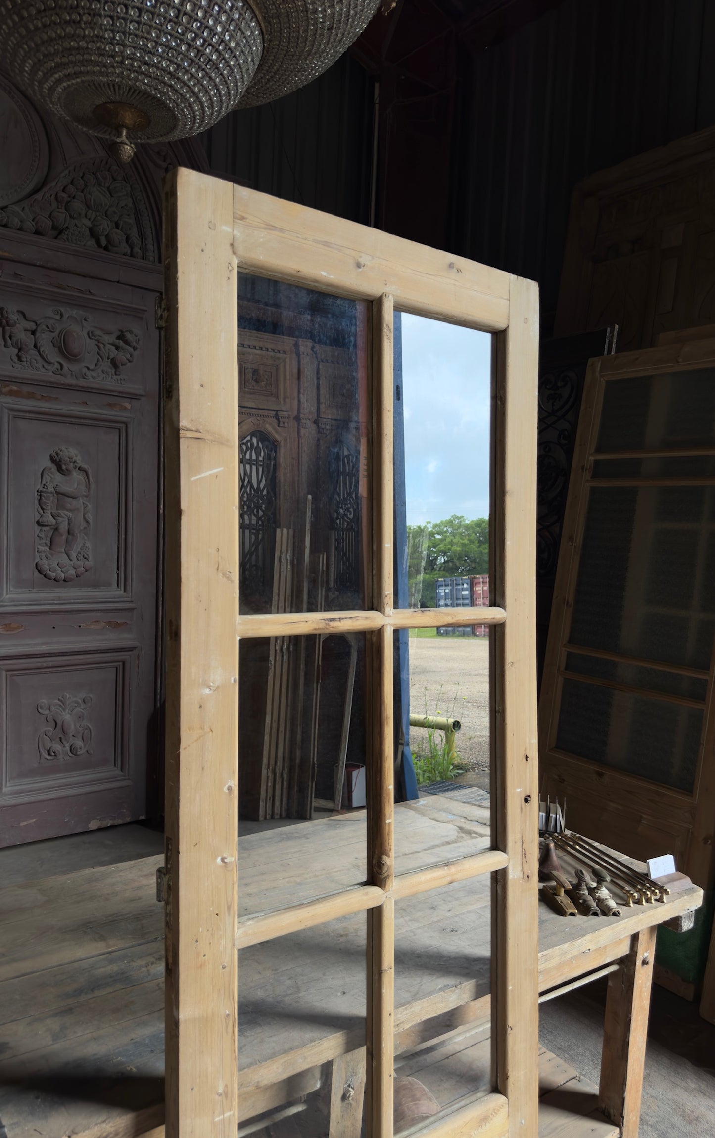 Antique Glass 6 Lite Door - 81.75x28.25 - L624