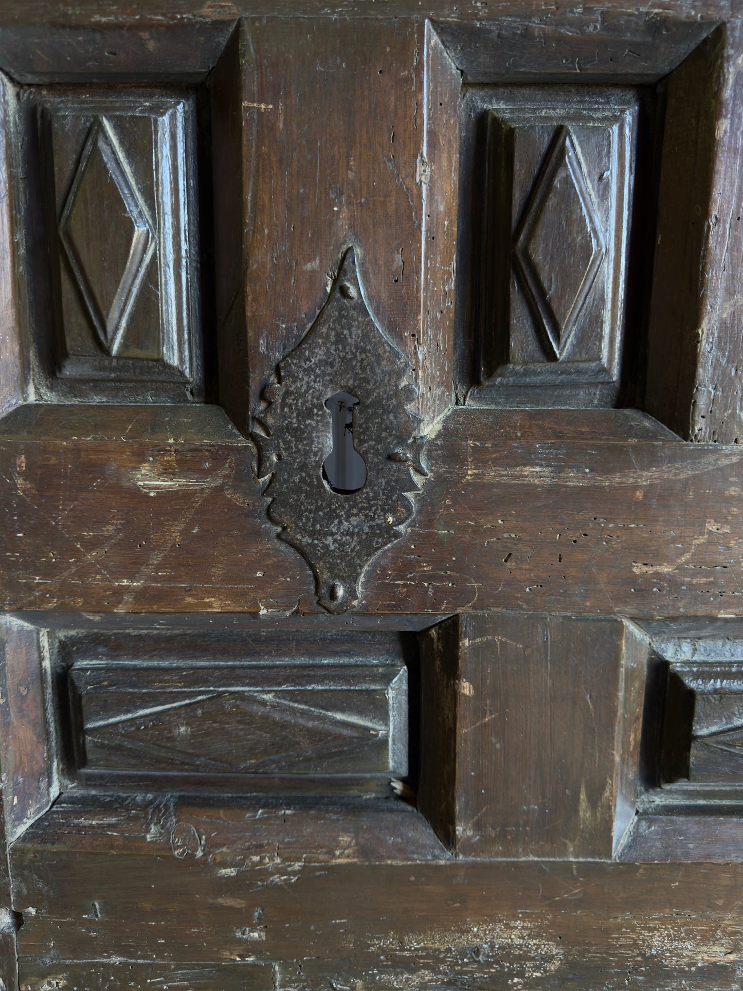 Spanish Diamond Panel Antique Single Door - 30x72.5 - L264