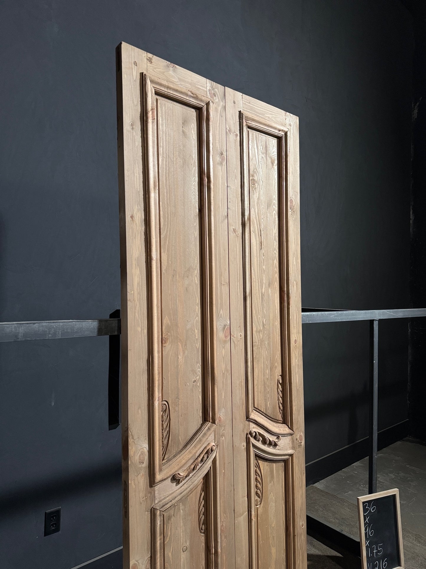 Handcrafted 2 Panel Carved Solid French Doors - 36x96 - N216