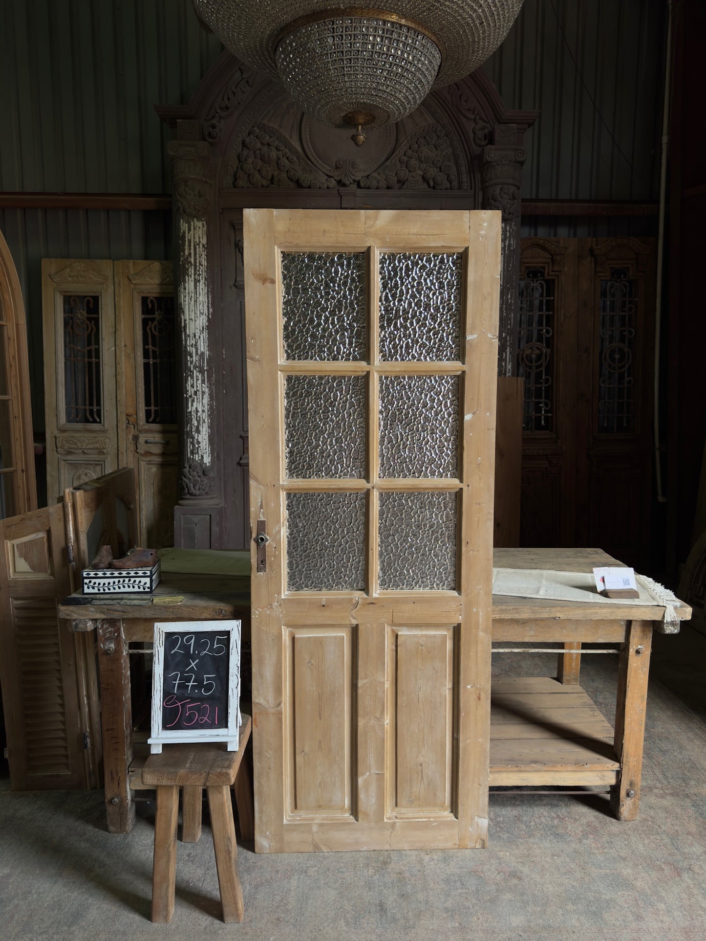 6 Lite Antique Glass Single Door - 29.25x77.5 J521