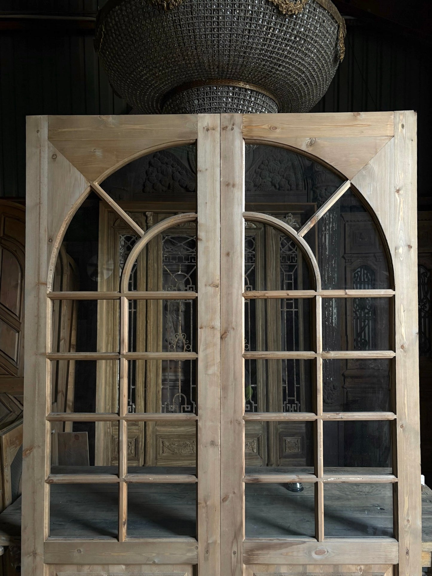 (Elise) Handcrafted Arched Glass French Doors - 60x96 L49