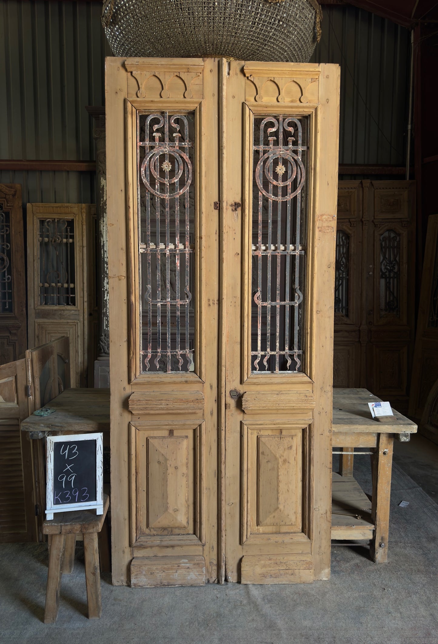 19th Century Antique Iron French Doors - 43x99 K393