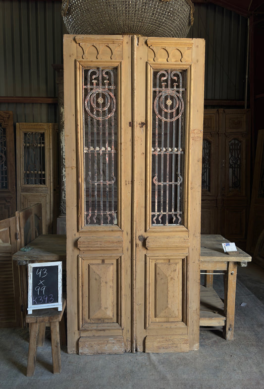 19th Century Antique Iron French Doors - 43x99 K393