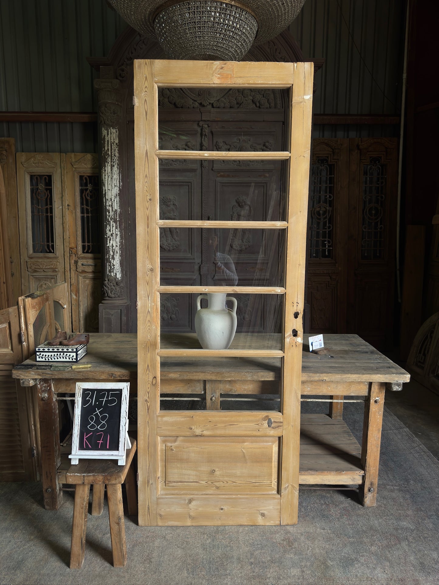 5 Lite Antique Glass Single Door - 31.75x88 K71