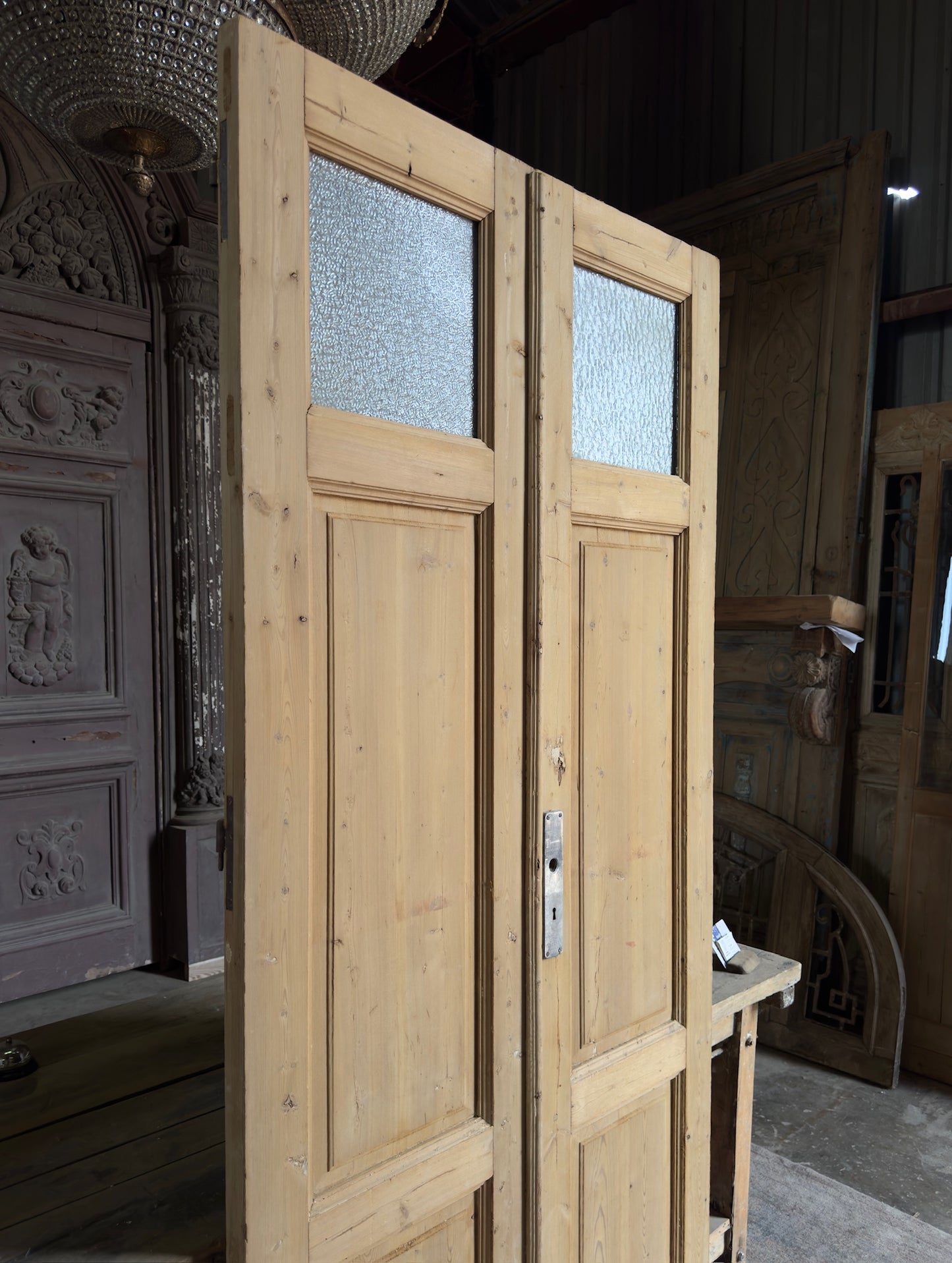 3 Panel Antique Glass Top French Doors - 40x88.25 K376