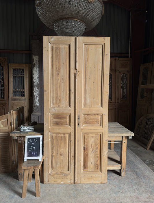 3 Panel Antique Solid French Doors - 39.5x89 K141