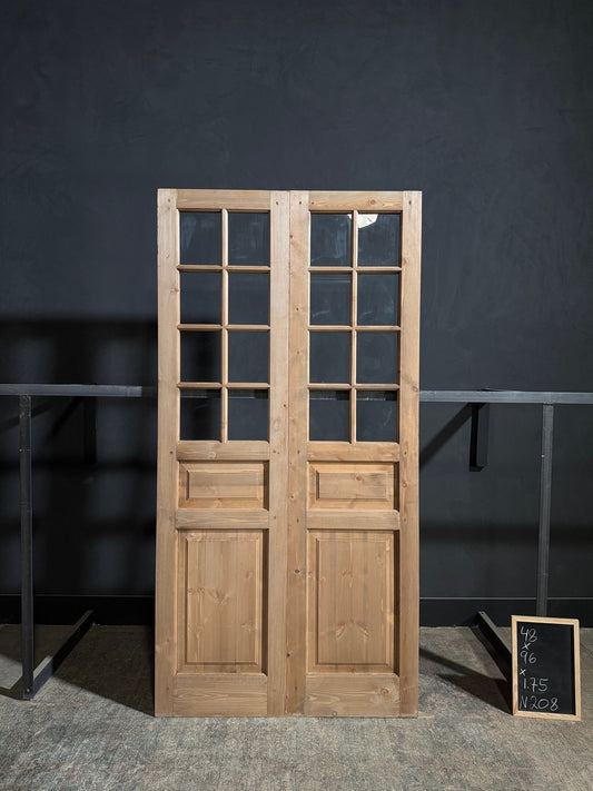 Handcrafted 8 Lite Glass French Doors - 48x96 N208