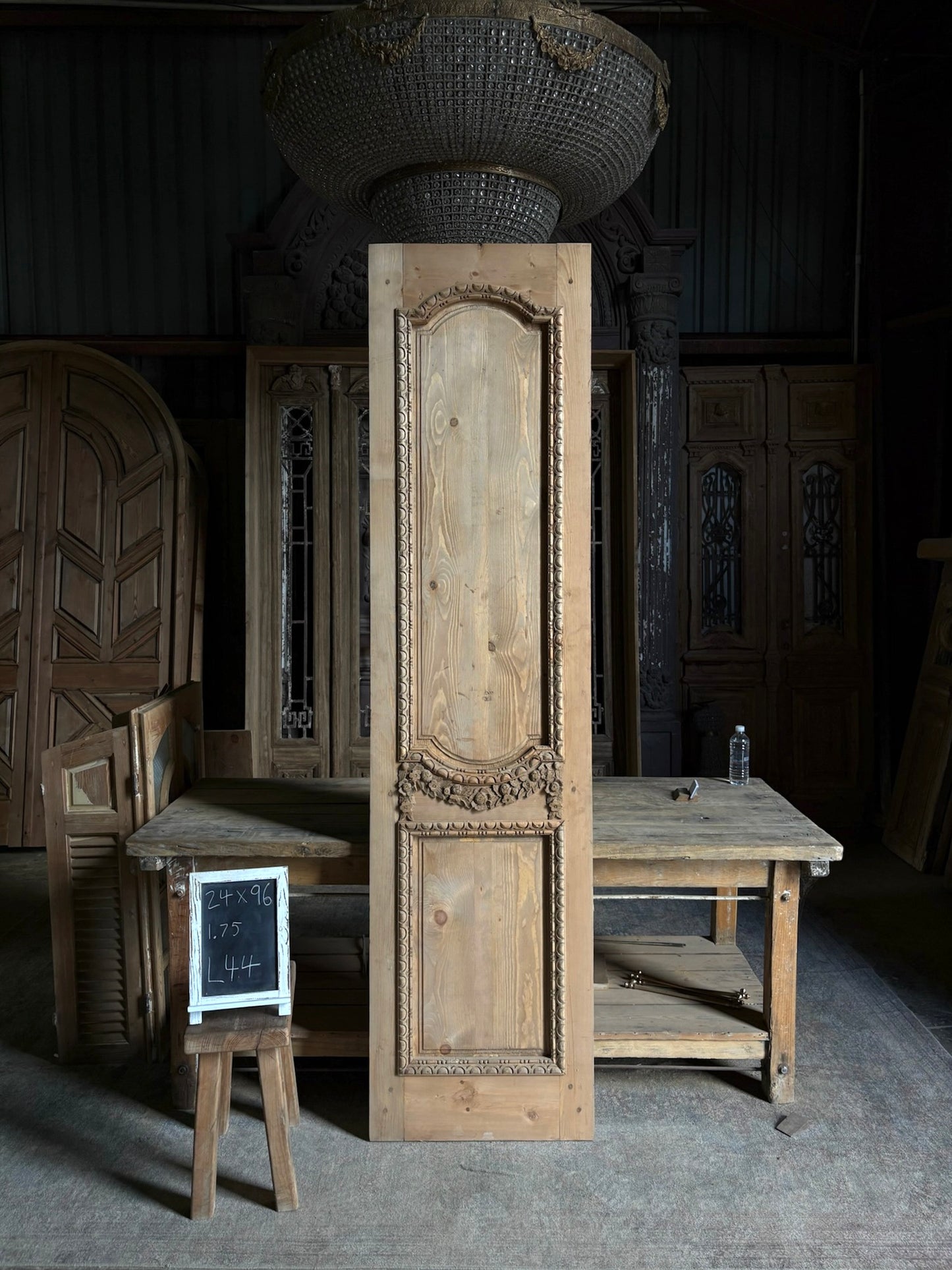 (The Helena) Handcrafted Hand carved Solid French Door - 24x96 L44