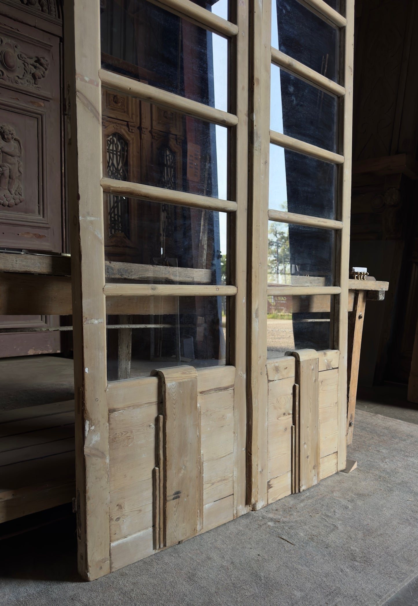 Antique Glass 7 Lite French Doors - 45.75x90.5 - L587