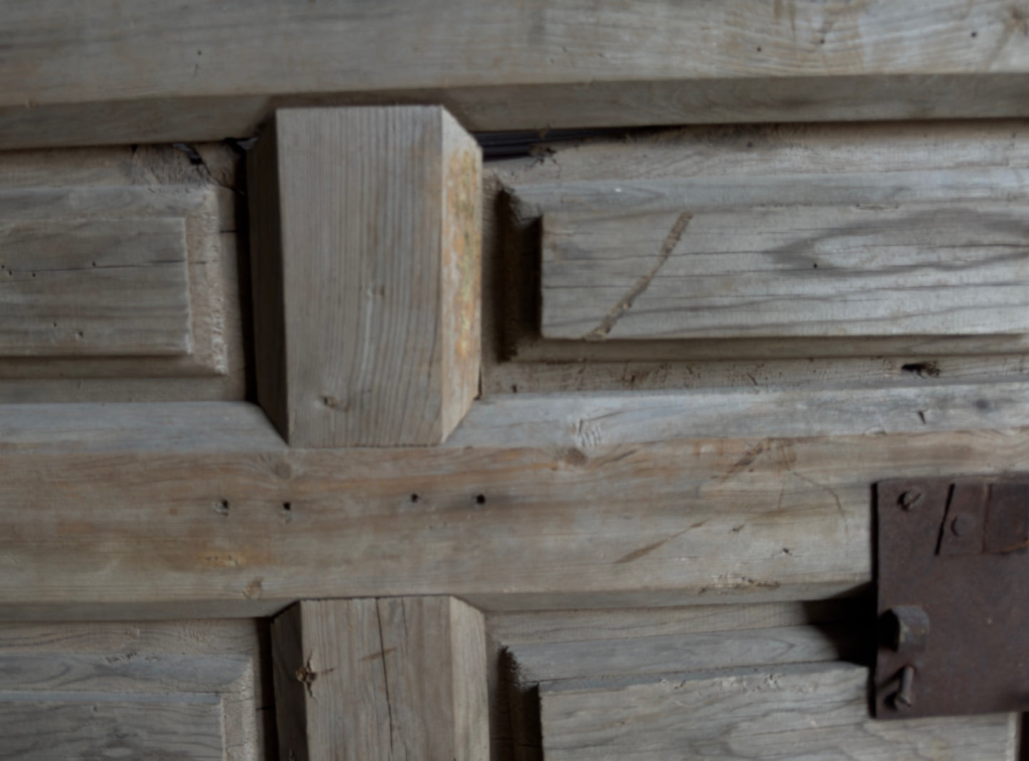 Spanish Coffered Panel Antique Single Door - 29.75x66 - L255