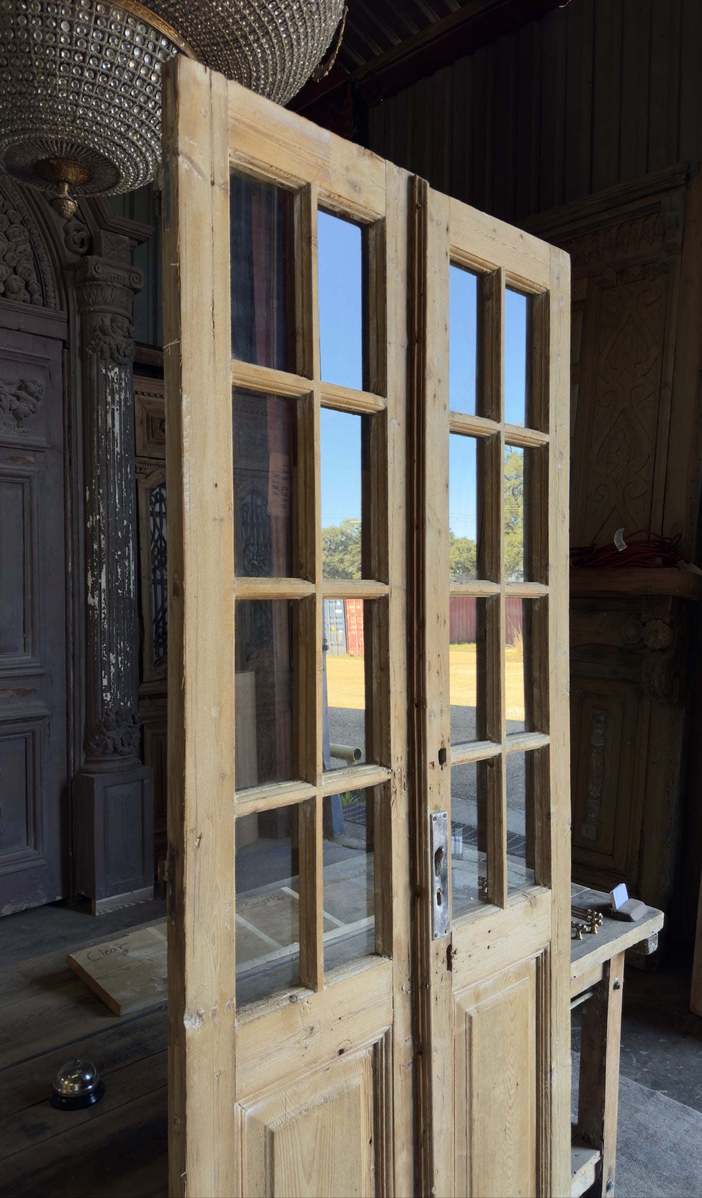 8 Lite Glass Antique French Doors - 37x90 - L235