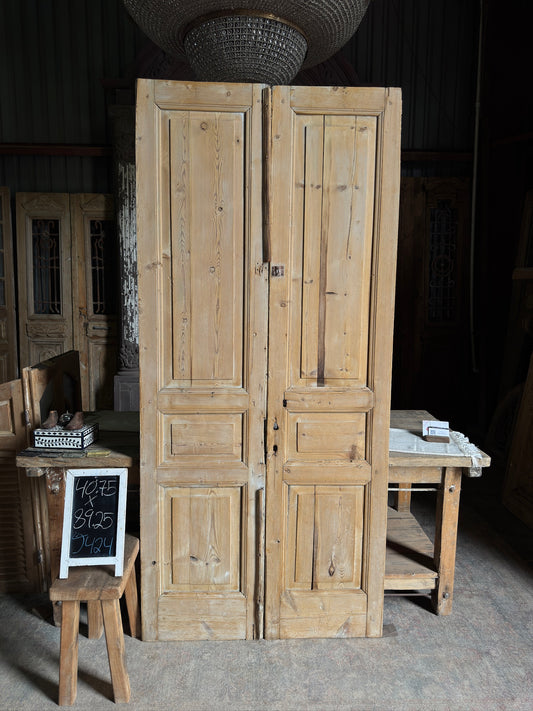 3 Panel Antique Solid French Doors - 40.75x89.25 J424