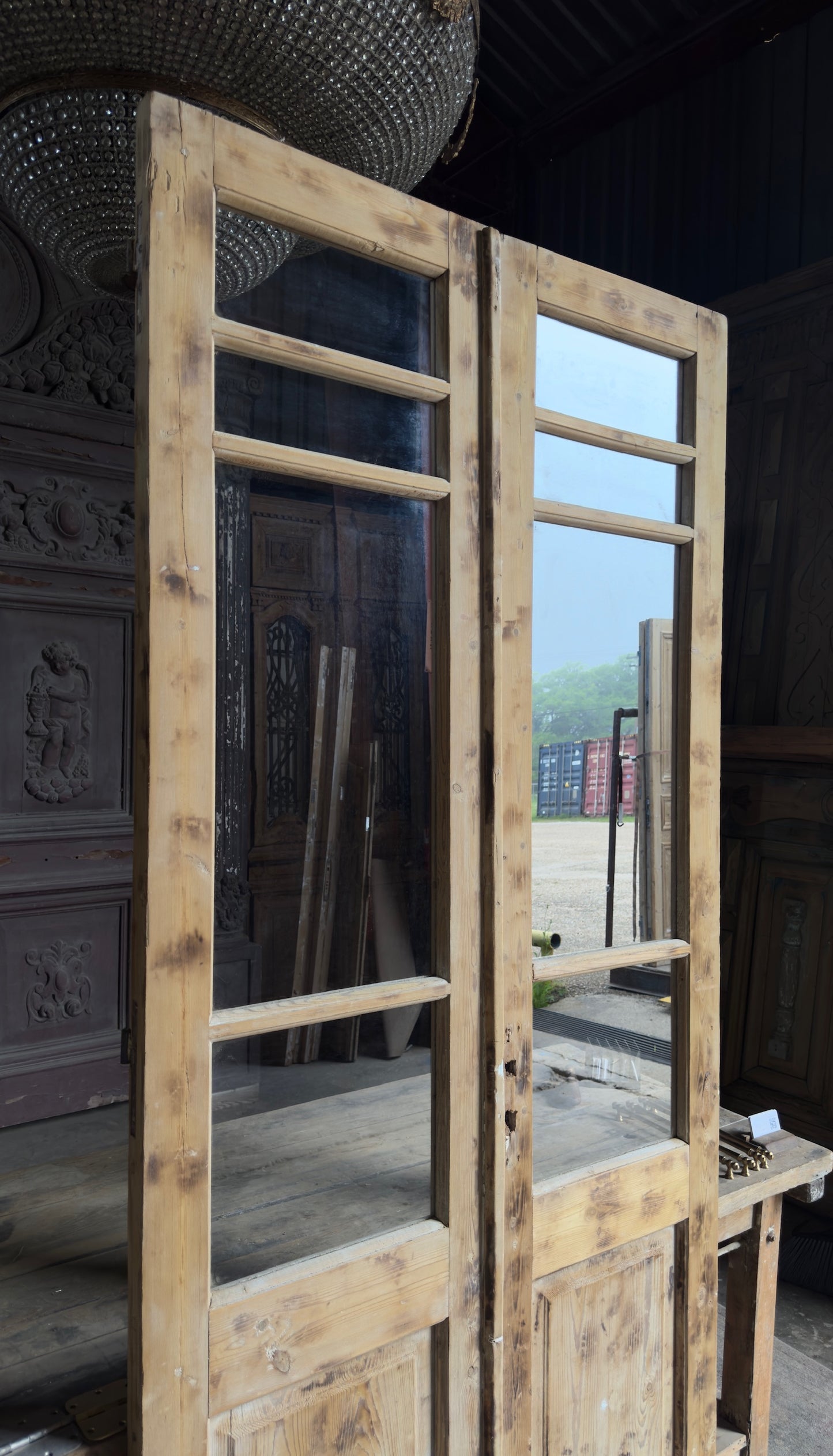Antique Glass 4 Lite French Doors - 42.5x94.5 - L553
