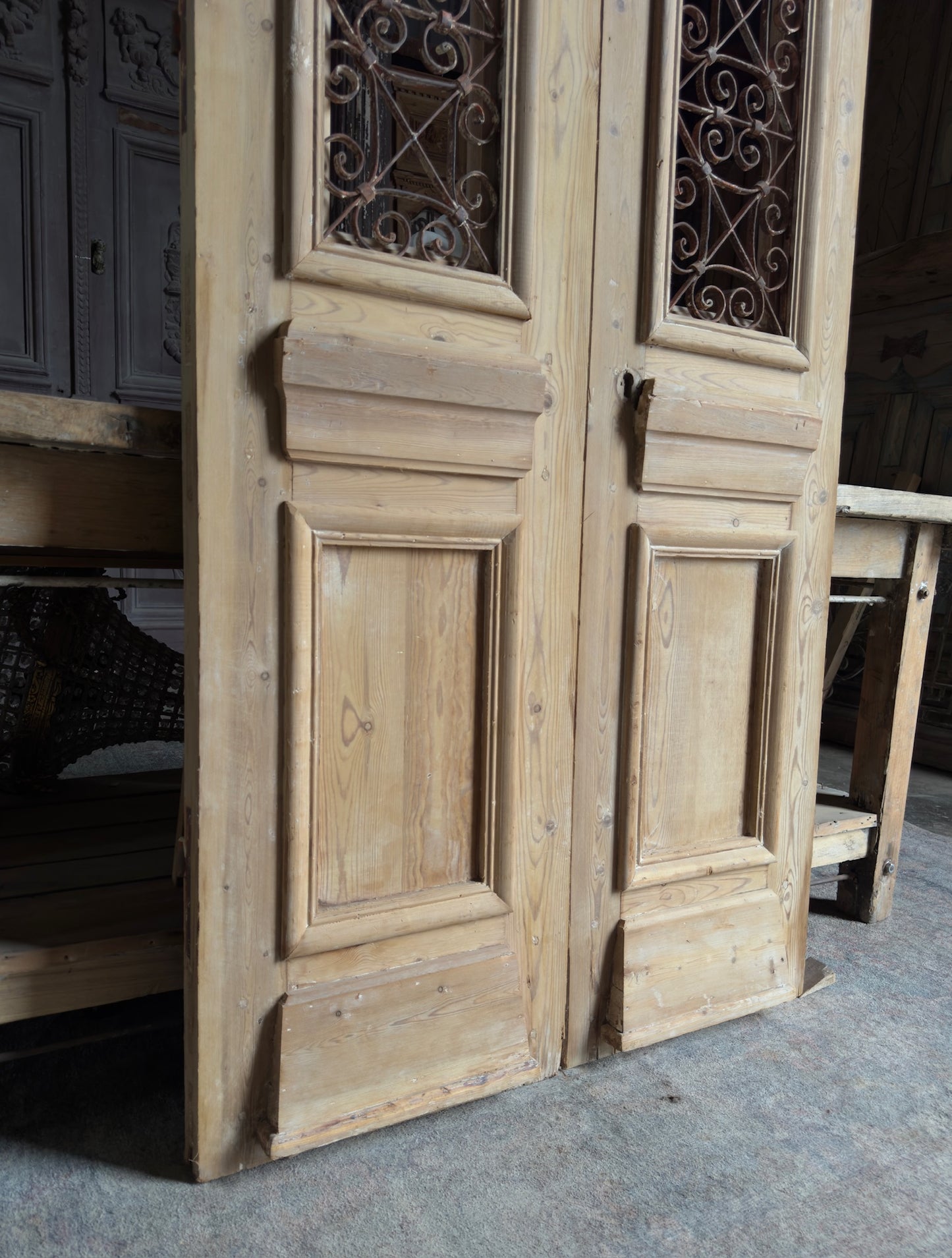 Stately Antique Iron French Doors - 36.5x88 K131
