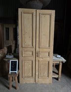 Raised Molding 3 Panel Antique Solid French Doors - 41.5x90 J439