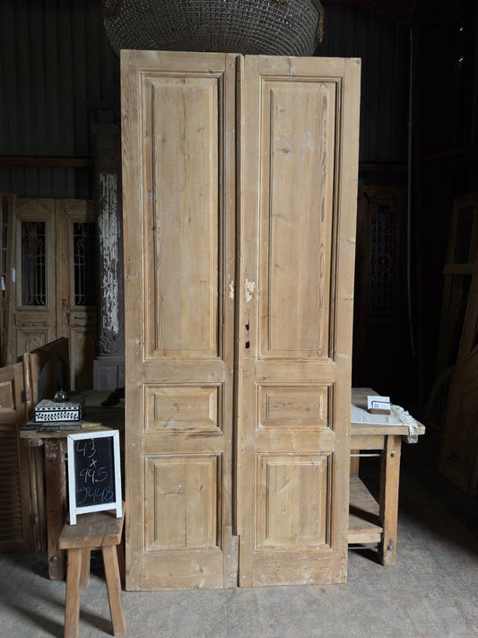 3 Panel Antique Solid French Doors - 43x99.5 J448