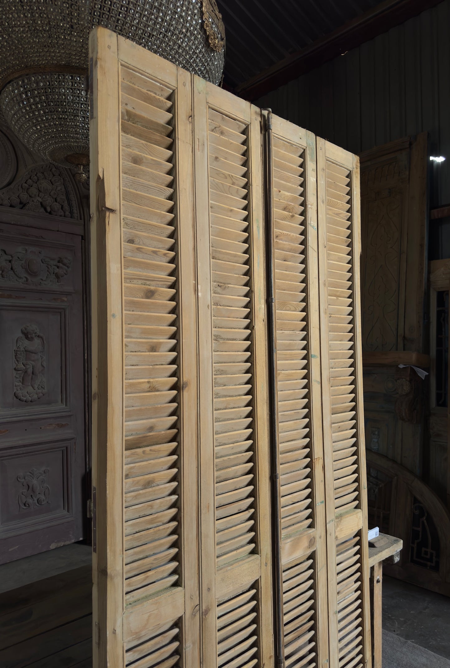 European French Antique Louvered Shutters - 47.5x99 K453