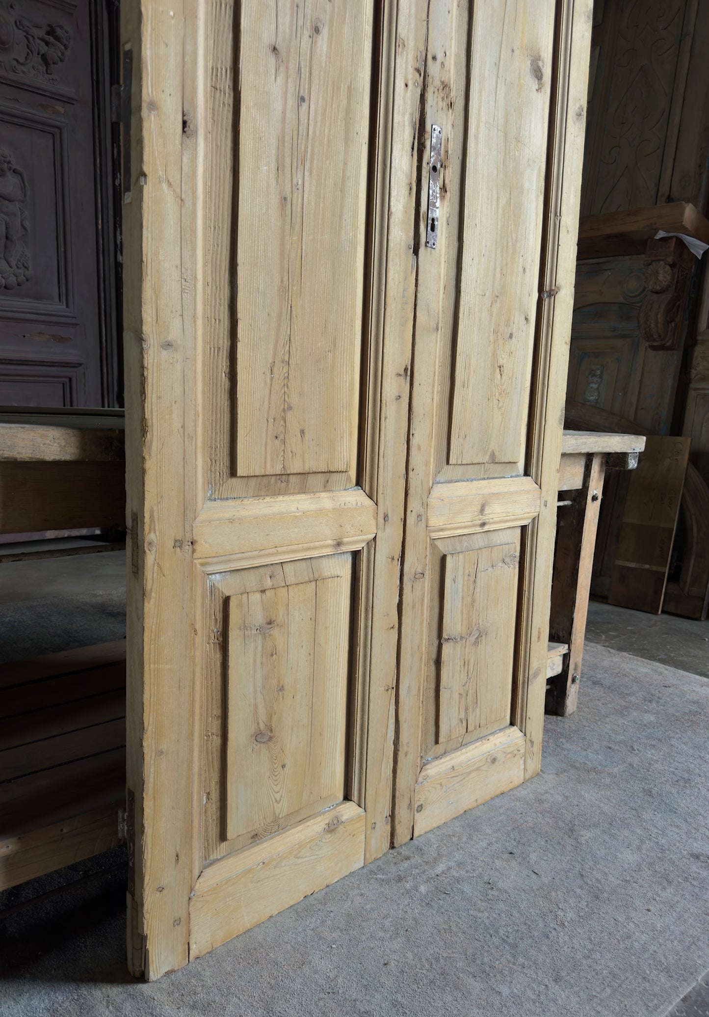 3 Panel Antique Solid French Doors - 39x91 K357
