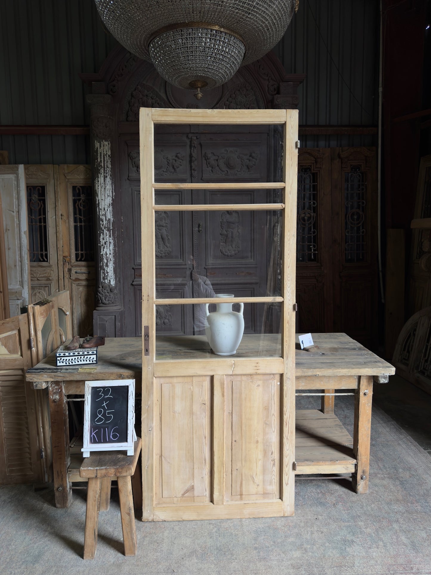 19th Century Antique Glass Door - 32x85 K116