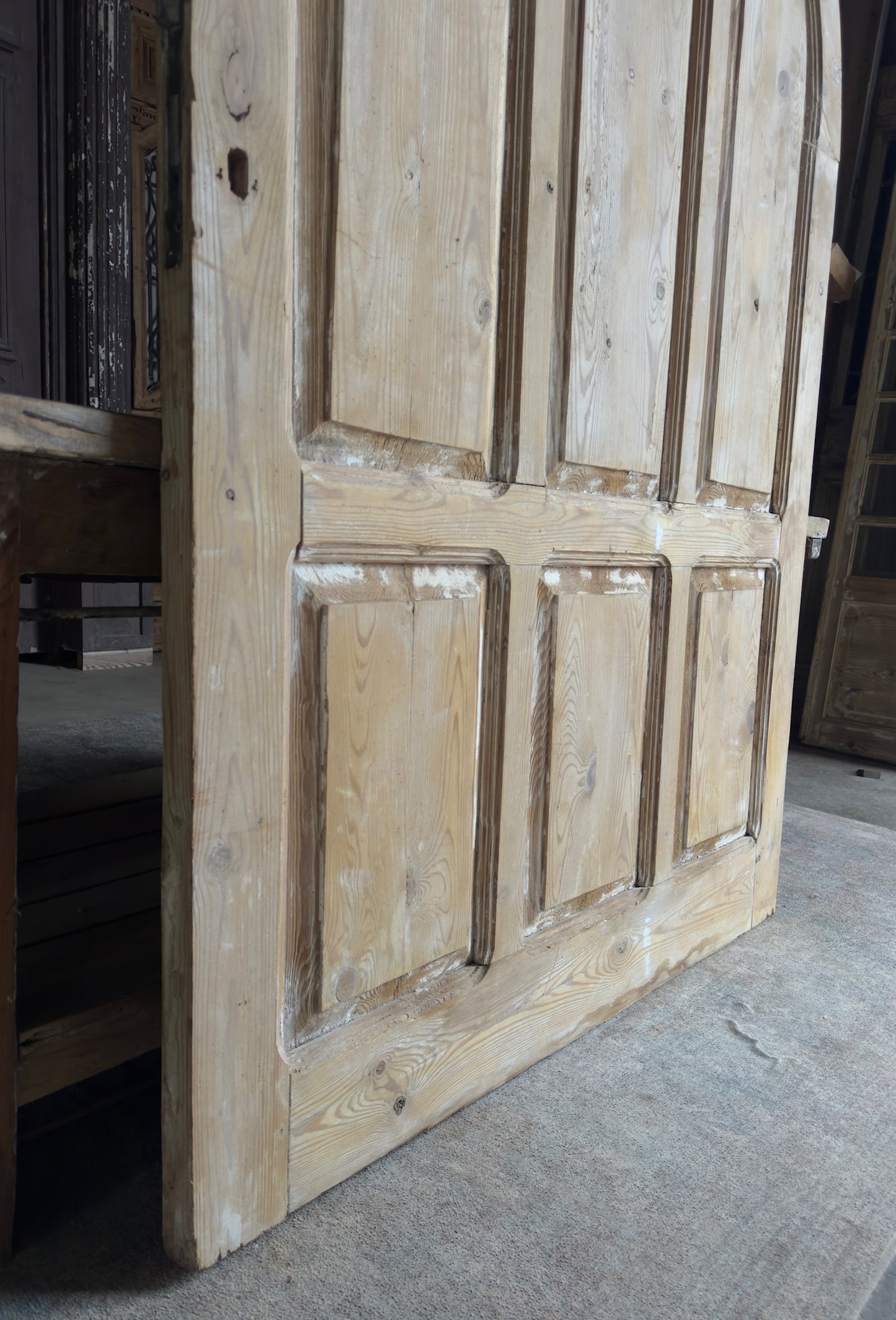 Wide 6 Panel Antique Solid Single Arched Door - 54x82 - L163