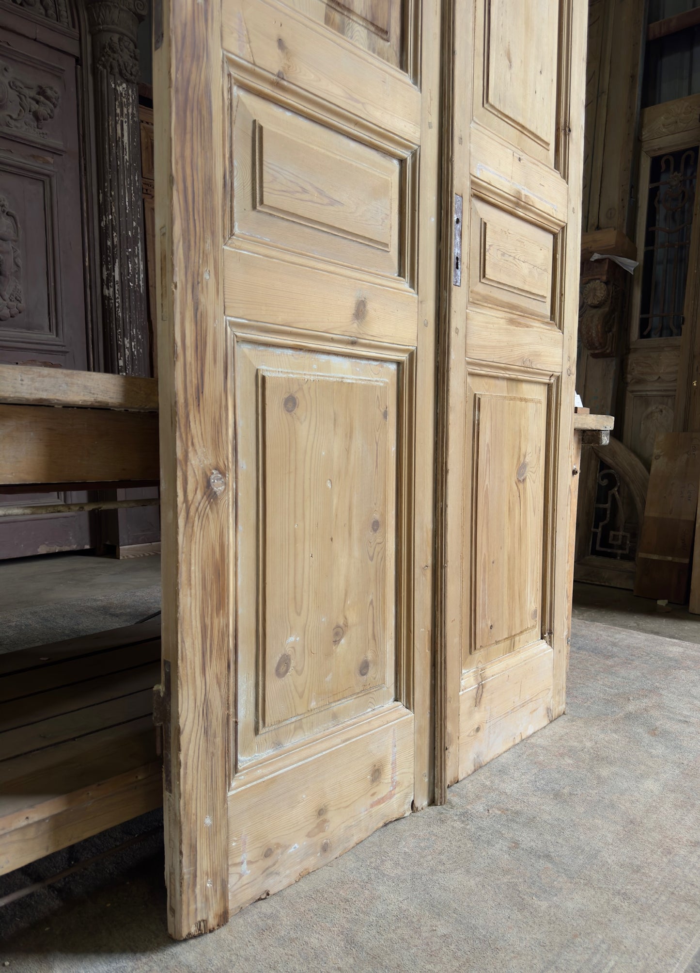 3 Panel Antique Solid French Doors - 45x99 K313