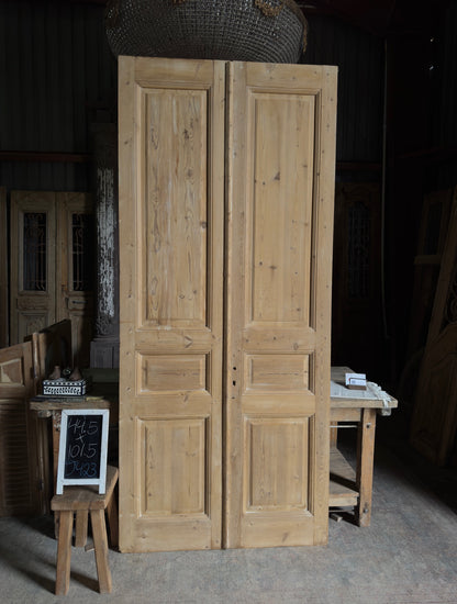 3 Panel Antique Solid French Doors - 44.5x101.5 J423