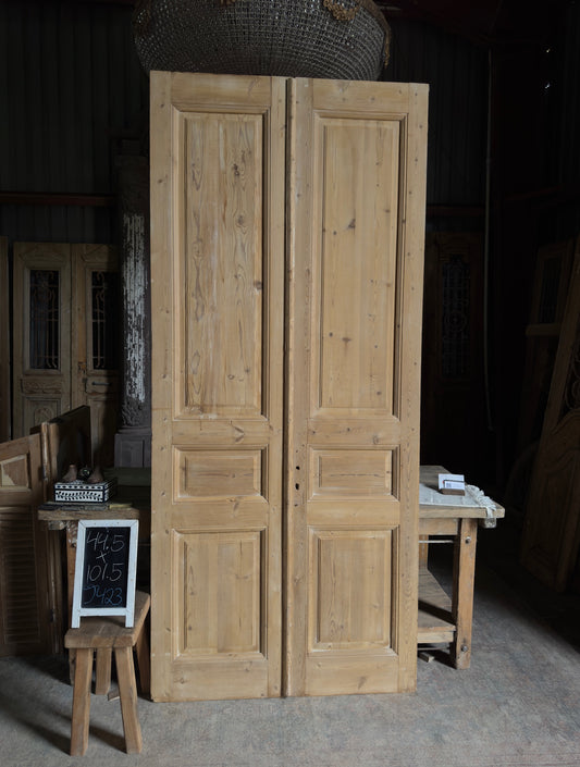 3 Panel Antique Solid French Doors - 44.5x101.5 J423