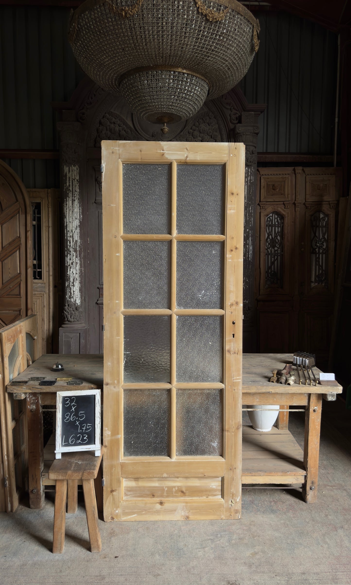 Antique Obscured Glass 8 Lite Door - 32x86.5 - L623