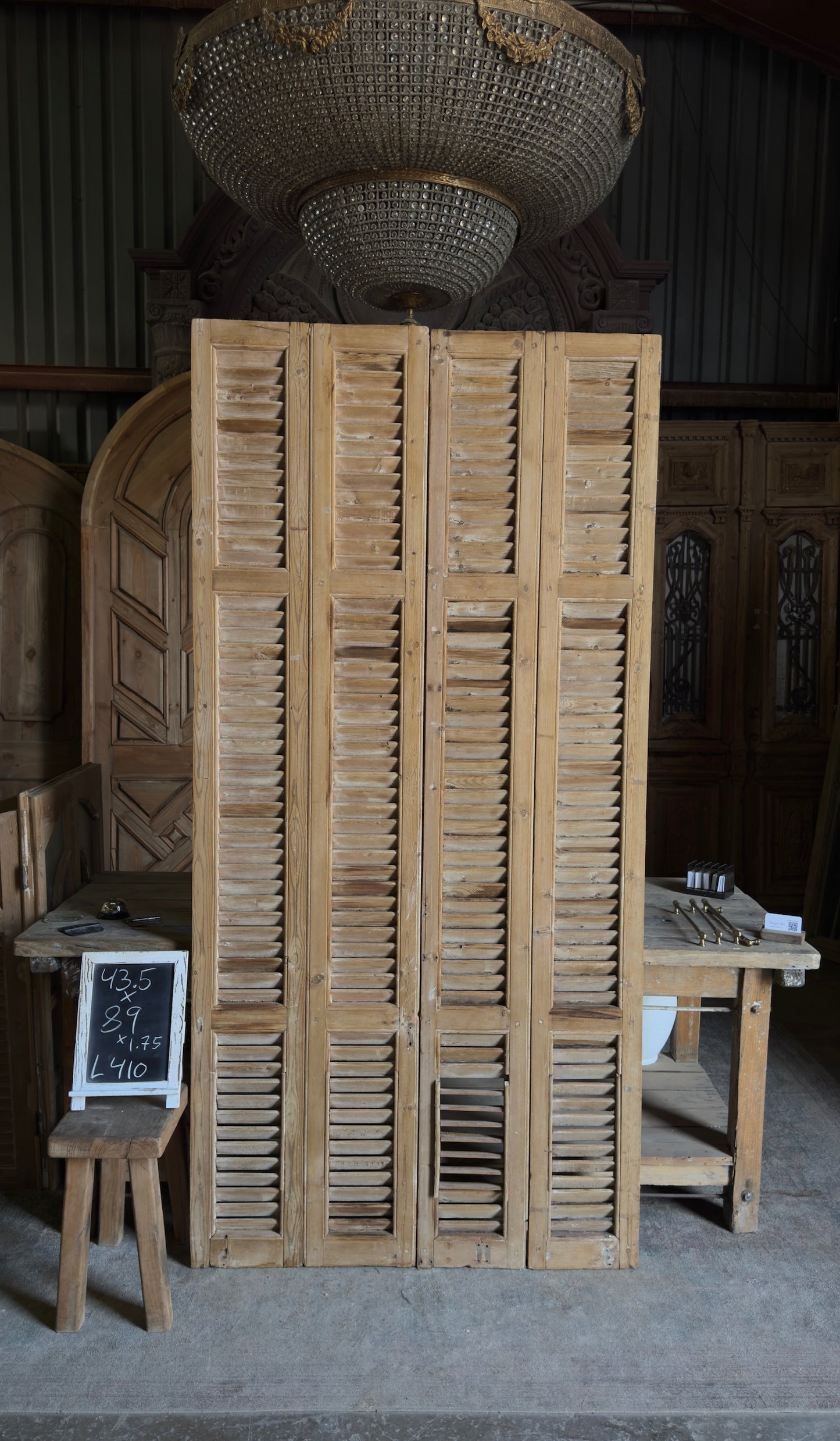 European French Antique Louvered Shutters - 43.5x89 - L410
