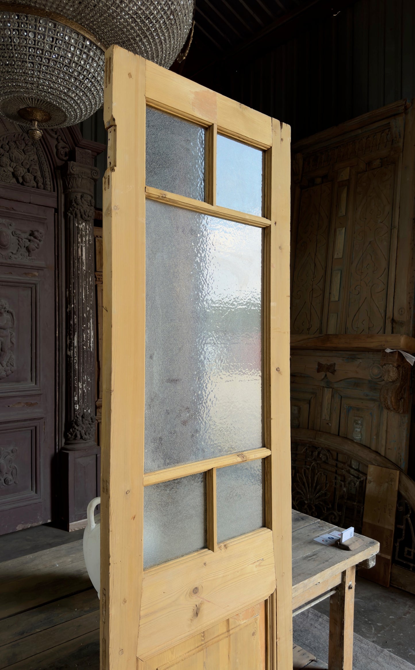 5 Lite Antique Glass Single Door - 26.5x92 K431